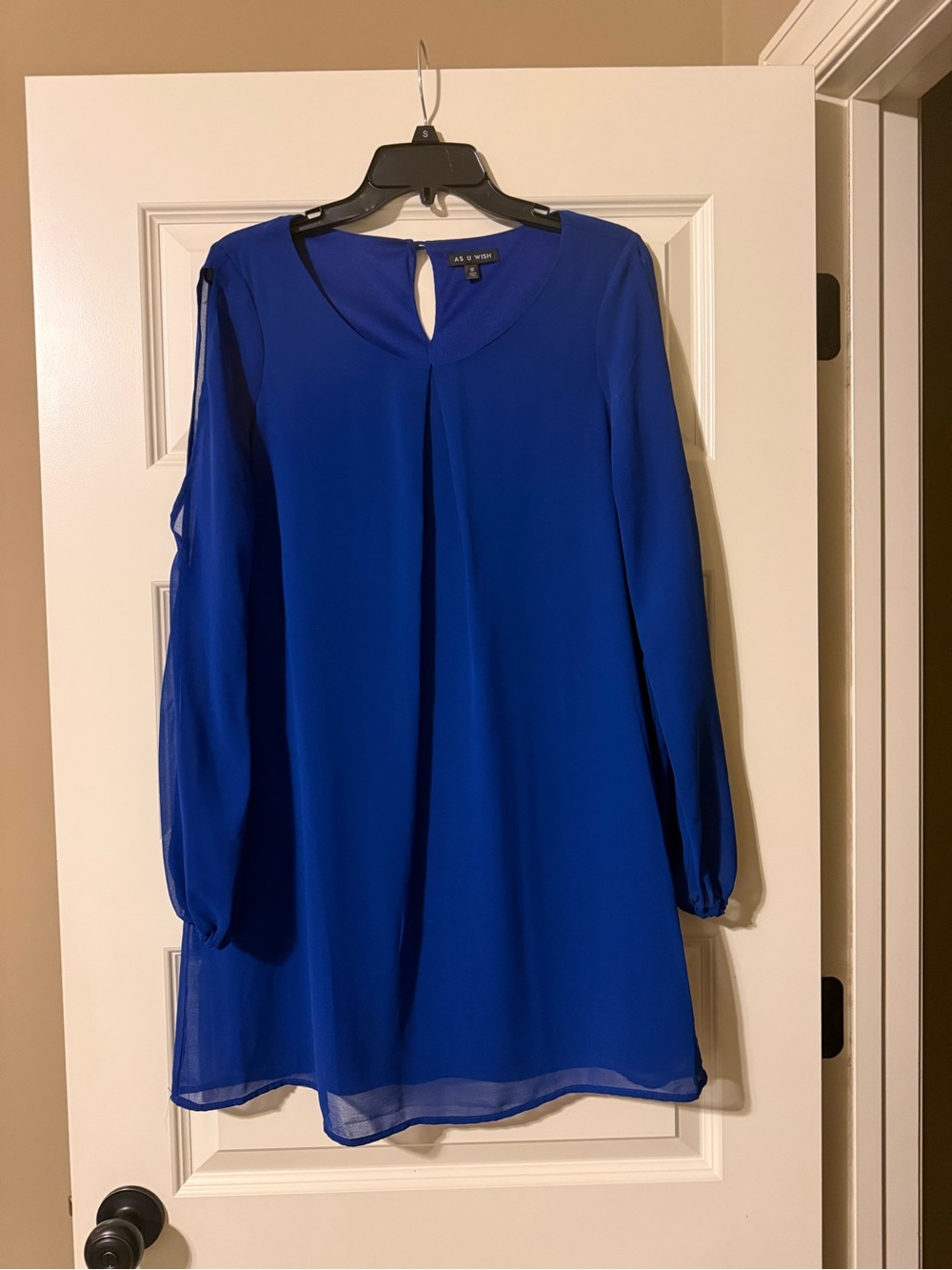 As U Wish Cobalt Blue Long Sleeve Tunic Dress
